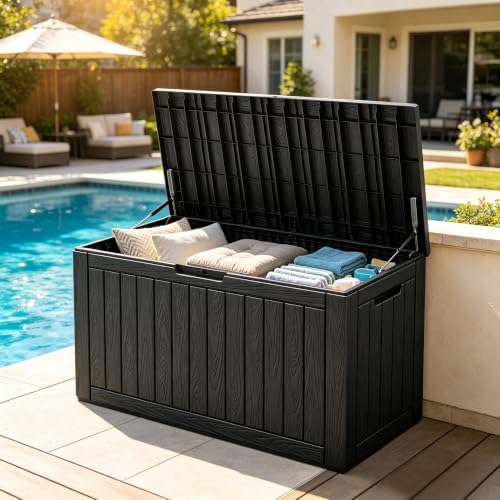 Outdoor Storage Box Waterproof, 150 Gallon Deck Box For Patio Storage