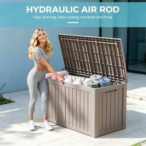 Resin Outdoor Deck Storage Box Waterproof (Grey, 180 Gallon)