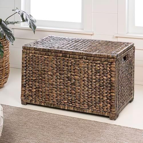 happimess Anada 30" Storage Trunk Wicker Weave Water Hyacinth, Brown Wash