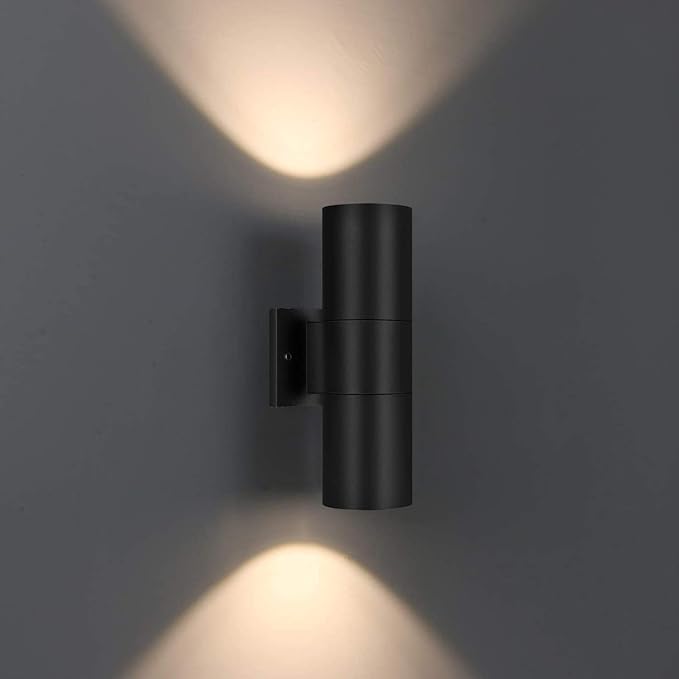 wowlite Modern Outdoor Wall Lights, Up and Down Lights Wall Mount Cylinder (2 Pack)