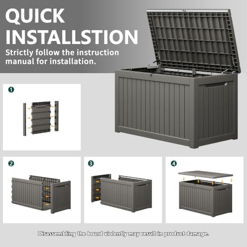 KAMABOKO 280 Gallon Outdoor Storage Box Waterproof Deck Box for Patio