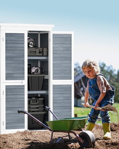 Bealife 63.2" Outdoor Storage Cabinet with Double Doors - Grey
