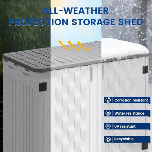 UDPATIO 34 Cu.Ft Resin Storage Shed,Horizontal Outdoor Shed,White