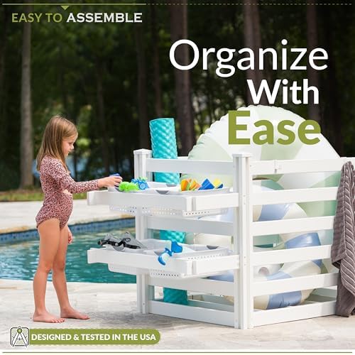 Zippity Freestanding Poolside Organizer, White Vinyl