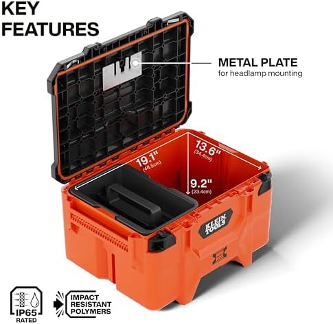 Klein Tools 54200MBX MODbox Medium Deep Tool Box, Heavy Duty Organizer with Removable Tray, Water and Debris Resistant, Stackable Module