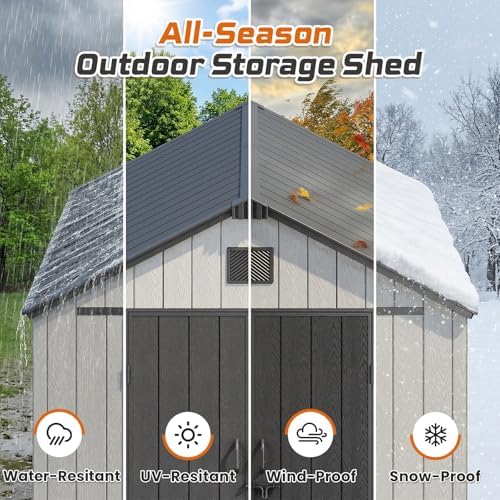 Jocoevol Heavy Duty Storage Shed, 8x15FT Resin Outdoor Shed for Backyard