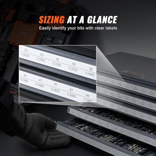 VEVOR Drill Bit Dispenser Cabinet, Five-Drawer Drill Bit Dispenser, 60-Compartment Drill Bit Organizer Cabinet, Drill Dispenser Organizer Cabinet Holder for Jobber Length Wire Gauge Sizes 1 to 60