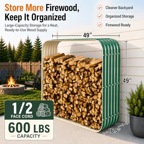 49IN Firewood Rack Outdoor Indoor, 600LBS Capacity,Waterproof Heavy Duty Wood...