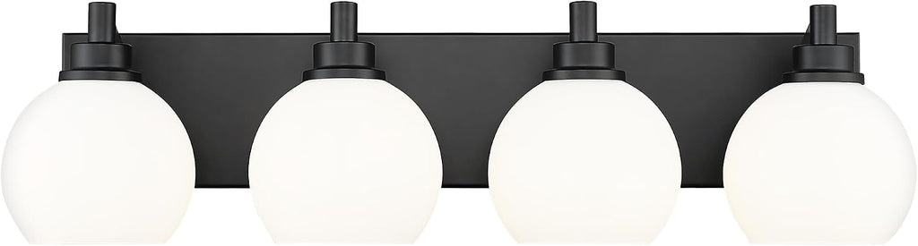 METWET Bathroom Light Fixtures, 4 Light Matte Black Vanity Light, 26 Inch