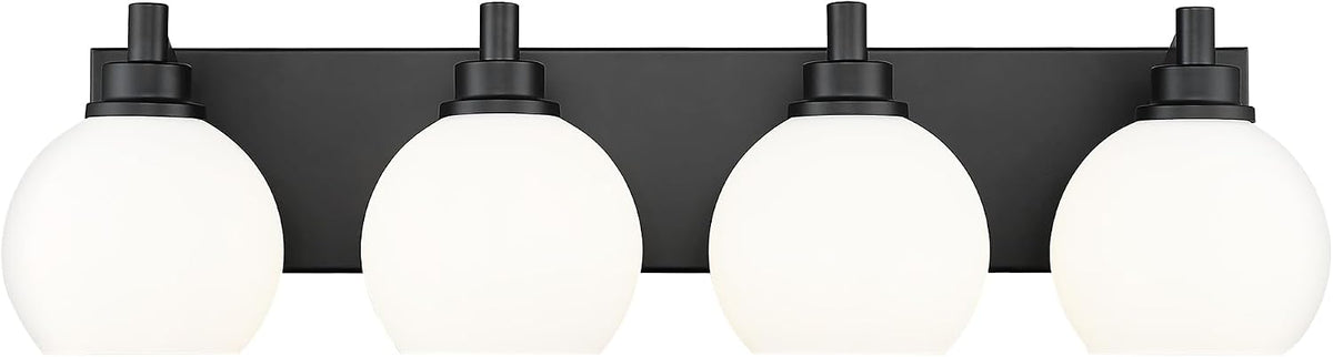 METWET Bathroom Light Fixtures, 4 Light Matte Black Vanity Light, 26 Inch