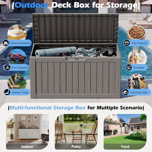 Outdoor Storage Box Waterproof, 82 Gallon Deck Box for Patio Storage
