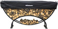 Woodhaven Large Crescent Outdoor Firewood Rack with Cover - Luxury 8 Foot Long Heavy Duty Log Storage - UV Stable Powder Coat - Made in USA - Fire Wood Holder