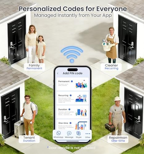 Veise VE012W WiFi Fingerprint Smart Lock for Front Door, Satin Nickel