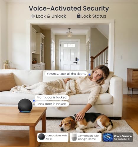 Veise VE012W-L WiFi Fingerprint Deadbolt Lock with Handle Set, Matte Black