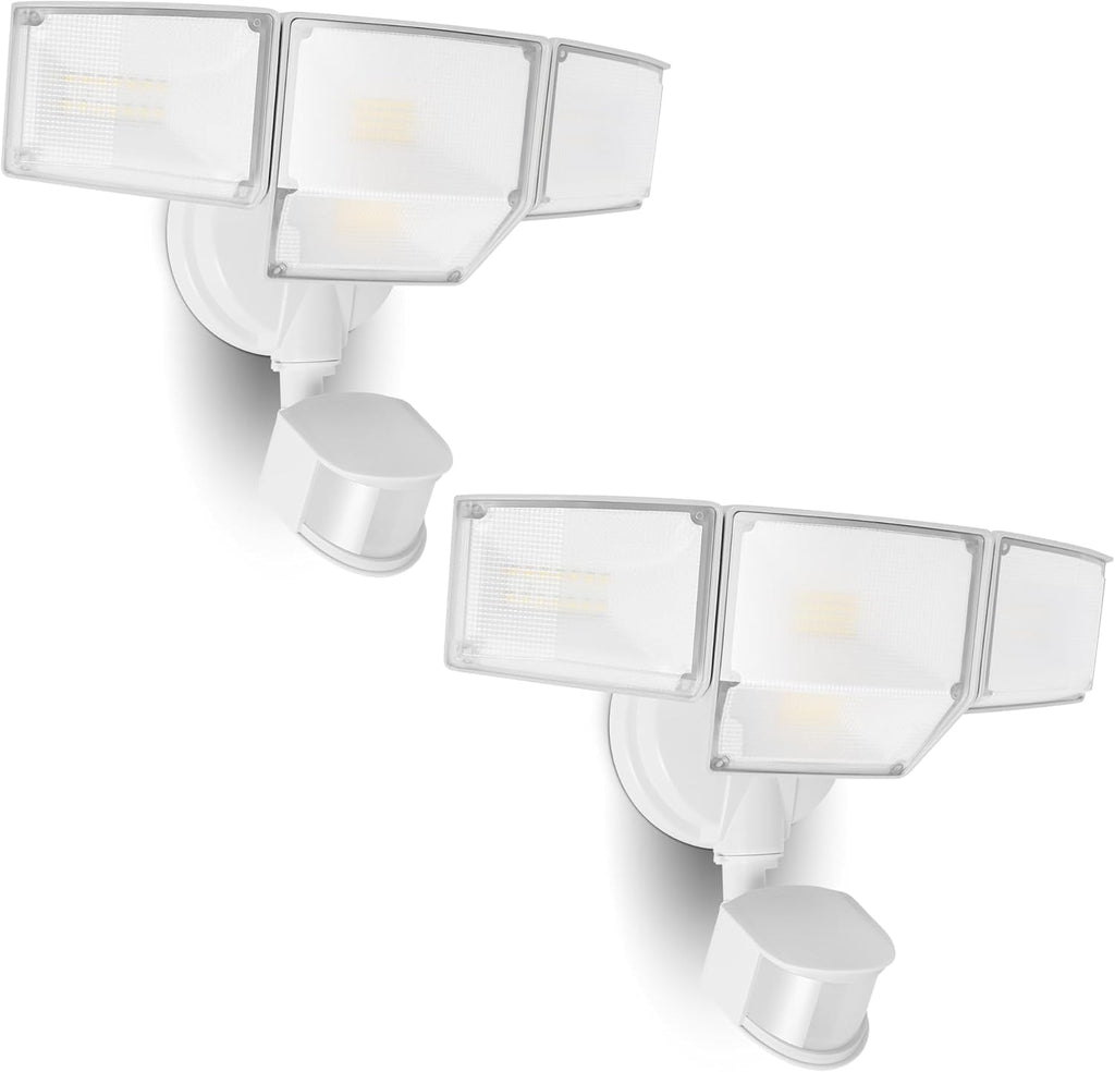 LUTEC 80W 9000LM LED Security Lights Motion Sensor Outdoor Lights, 4 Head LED (2 Pack)