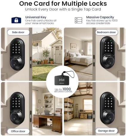 Veise RZ07 Fingerprint Smart Door Lock Deadbolt, App Control, Matte Black