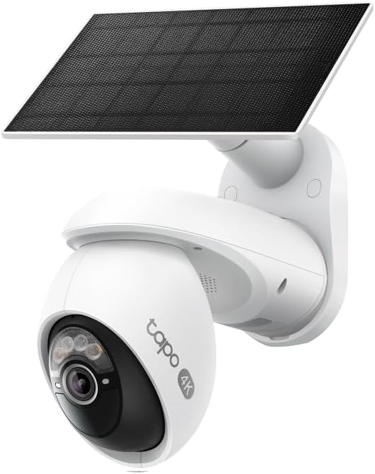 Tapo 4K Outdoor Camera Wireless, Battery Camera w/Solar Panel, 360° View