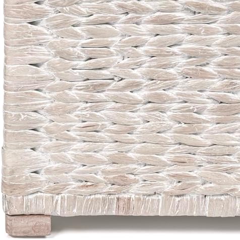 happimess Anada 30" Storage Trunk Wicker Weave Water Hyacinth, White Wash