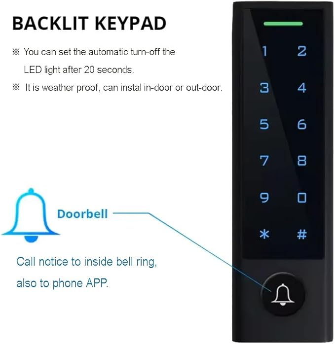 MENGQI-CONTROL WiFi Remote Manage IP66 Watreproof Access Control Keypad 600lbs