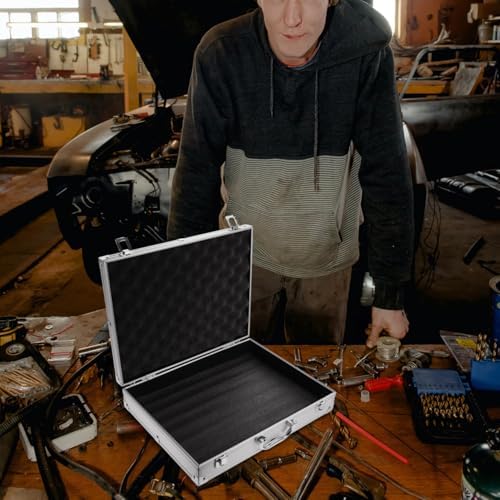 aluminum tool case lockable portable storage box 14.5, side view