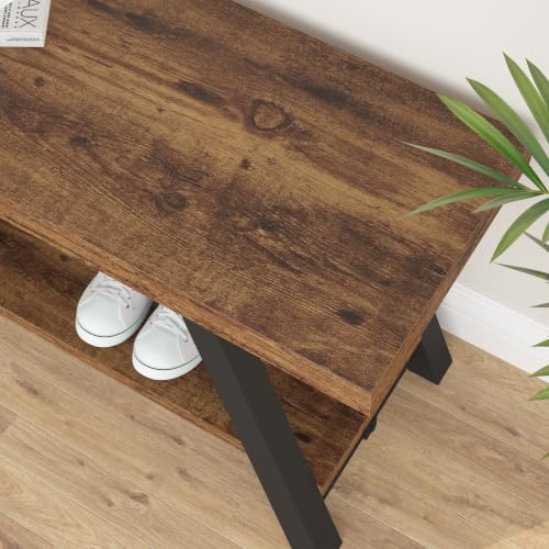 LVB Rustic Entryway Bench with Storage, Hallway Bench for Entryway, 47 in