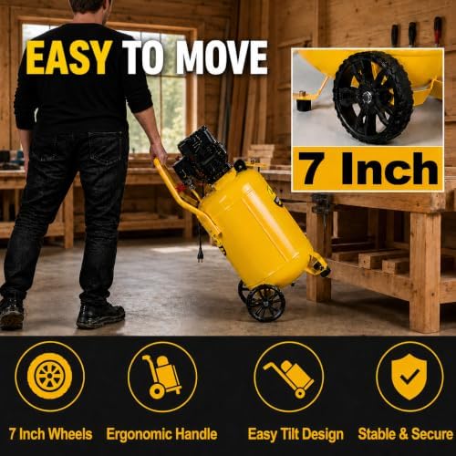 15-Gallon Air Compressor, 2HP, Quiet 66dB, 4.5CFM@90PSI