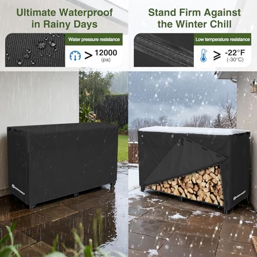 Porch Shield 8ft Waterproof Firewood Rack Cover (Cover Only)