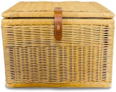 The Basket Lady Deep Wicker Storage Trunk, L, Sandstone