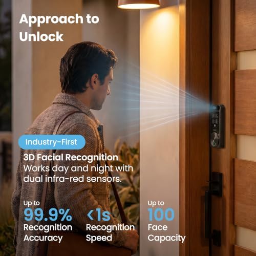 Lockly Visage Zeno Smart Lock - Facial Recognition & Fingerprint Deadbolt