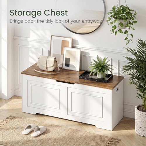 CHOEZON Storage Bench, 47.2" Large Wooden Storage Chest with Safety Hinge