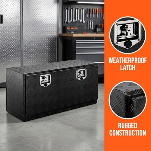30 Inch Full Weld Aluminum Underbody Tool Box, Dual Anti-Pry Lock, Water Resistant, Anti-Deformation, Lockable Under Mount Large Storage Chest for Pickup Truck, Trailer, RV, ATV
