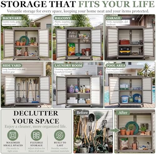 Gowoodhut Outdoor Storage Cabinet with Shelve Garden Patio Tool Storage