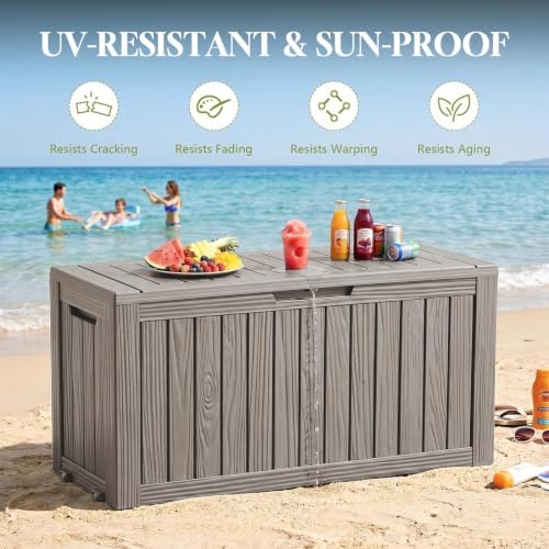 Vixzen 130 Gal Package Delivery Box Lockable Outdoor Storage Boxes Grey