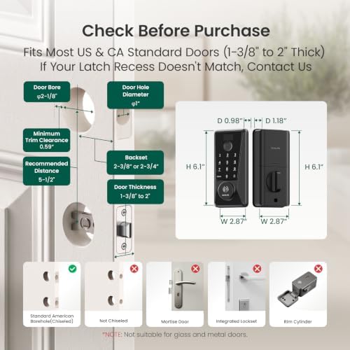 DESLOC WiFi Fingerprint Smart Keypad Door Lock D110 Plus with App Control