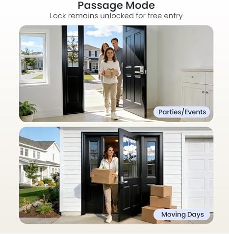 Veise VE019 Smart Lever Lock, Keypad Door Knob with Handle, Satin Nickel