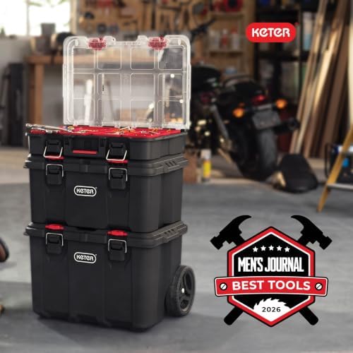 Keter Stack-n-Roll Dolly – Heavy-Duty Rolling Base Cart with Locking Wheels | Modular Mobile Workstation & Tool Storage Platform | Durable, Easy-Glide Design for Garage, Jobsite & Workshop