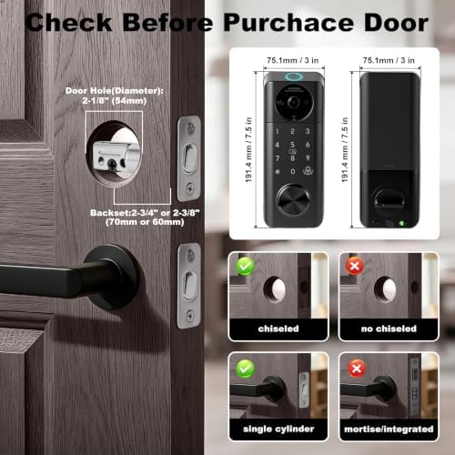 Smart Lock with Camera Keyless Entry, Alexa&Google Voice Control