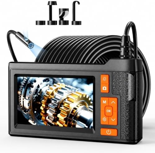 dual lens borescope camera 33ft with 4.3'' hd shown in use