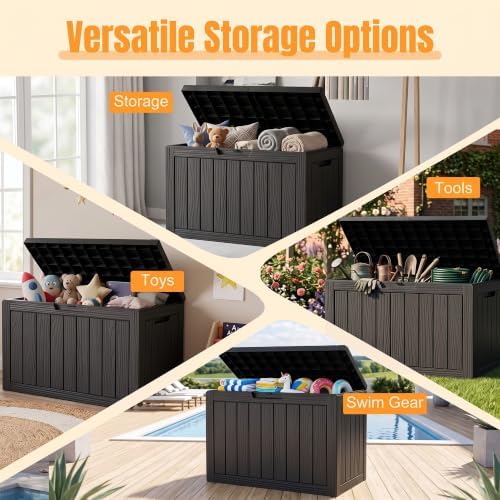 Outdoor Storage Box,60 Gallon Waterproof Resin Patio Deck Box