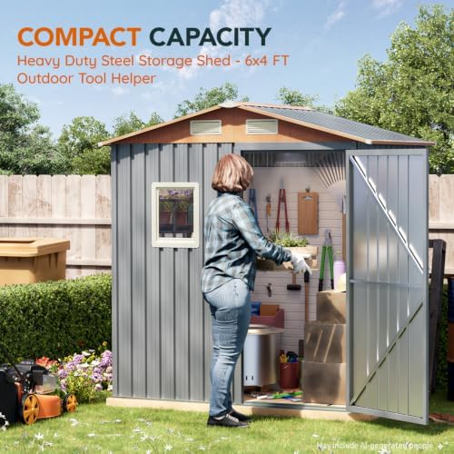 Verdeluxe 6x4FT Multi-Used Shed & Outdoor Storage Shed,Matte Gray
