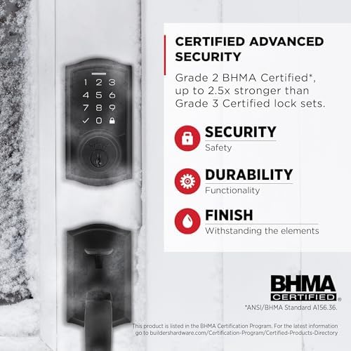 Kwikset SmartCode 270 Keyless Entry Electronic Touchpad Deadbolt Door Lock with Auto-Lock, Custom User Codes, Advanced Security in Matte Black Traditional