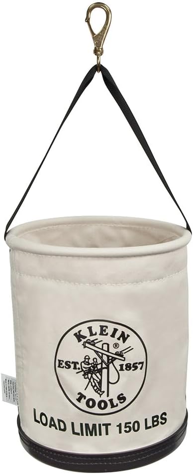 Klein Tools 5109SLR Canvas Bucket, All-Purpose Tool Bucket with Plastic Bottom with Drain Holes & 3256 Broad-Head Bull Pin Made of Forged, Heat-Treaded Steel with Black Finish