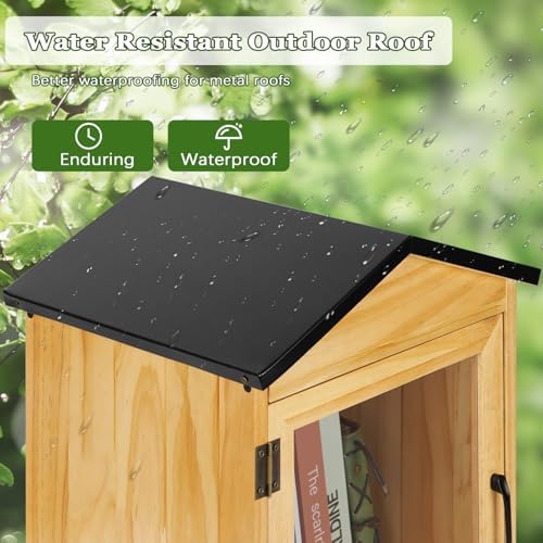 2-Tier Outdoor Library Outdoor Book Box Storage, 16x14x25 Inch