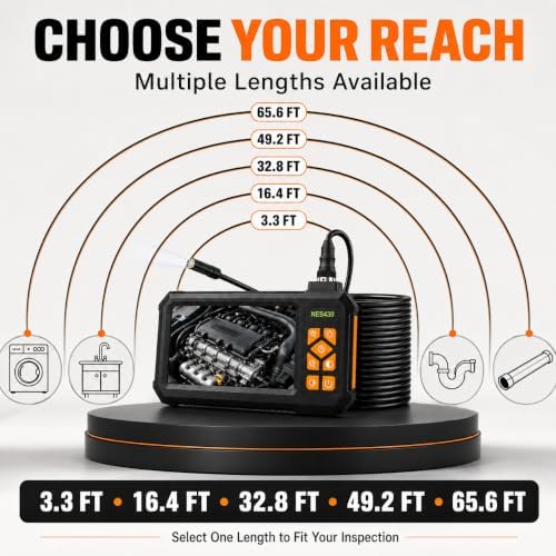 endoscope camera with light, 4.3" ips screen, 1080p, package contents