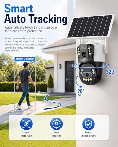 jidetech solar aov dual lens ptz security camera, side view