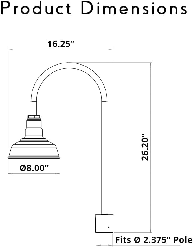 Steel Lighting Co. Hawthorne Light | Outdoor Pole Top Mounted | 8" Dome |