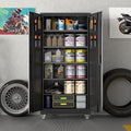 Metal Garage Storage Cabinet with Wheels and Pegboard Doors