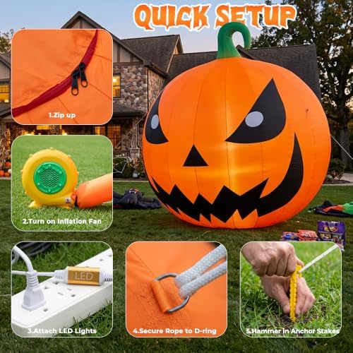 15FT Halloween Inflatables Pumpkin Decorations with 750W Air Blower
