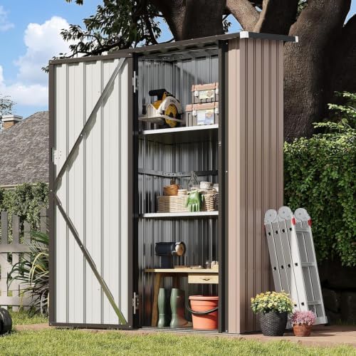 Aoxun Outdoor Storage Cabinet Shed with Floor, Small Vertical Cabinet