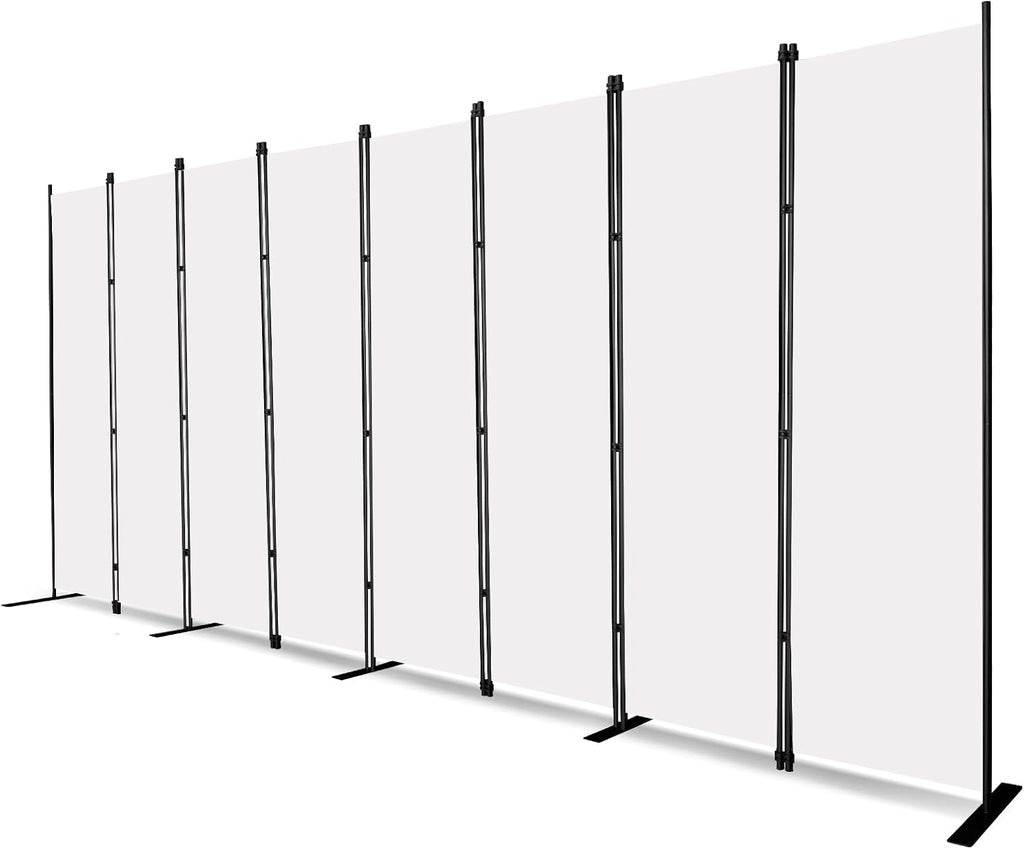 MAYOLIAH 8-Panel White Room Divider 6ft Tall Folding Privacy Screen Portable